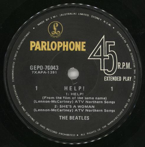 The Beatles Help! E.P. UK 7
